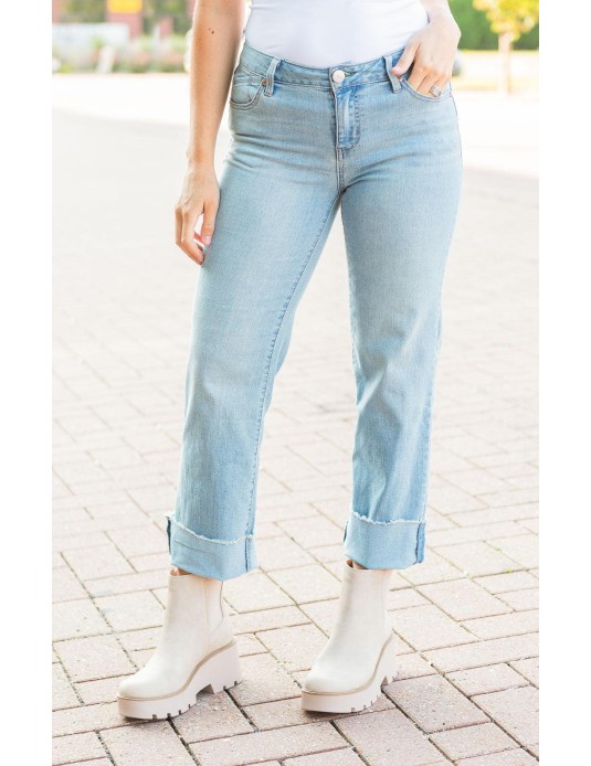 Cuffed Straight Jeans