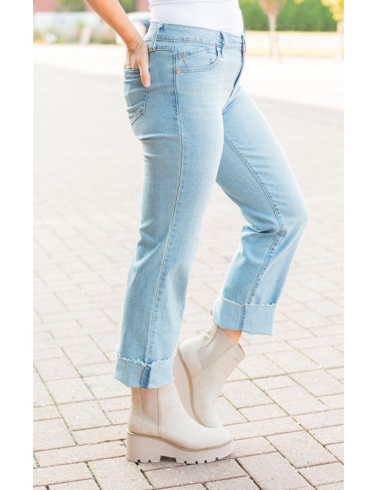 Cuffed Straight Jeans