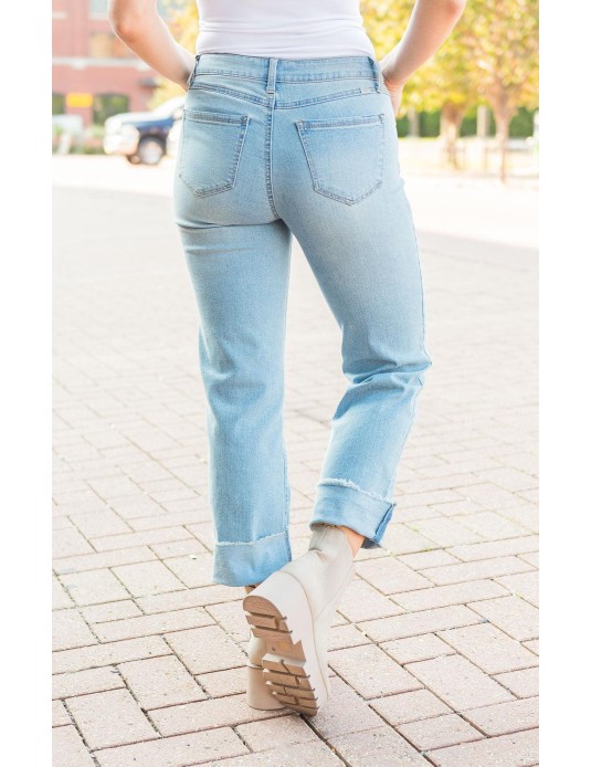 Cuffed Straight Jeans