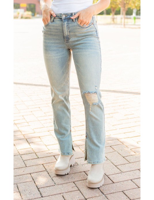 Straight Leg Distressed Jeans