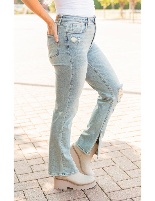 Straight Leg Distressed Jeans